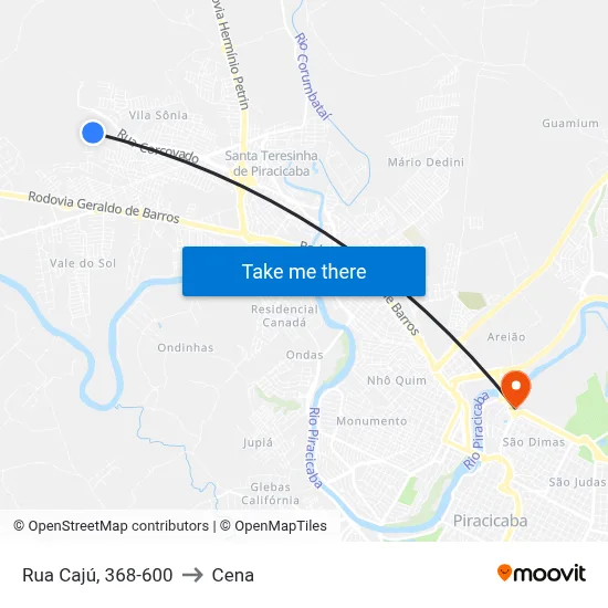 Rua Cajú, 368-600 to Cena map