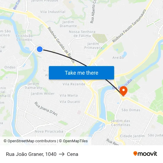 Rua João Graner, 1040 to Cena map
