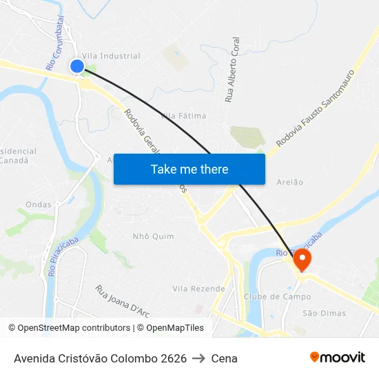 Avenida Cristóvão Colombo 2626 to Cena map