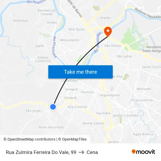 Rua Zulmira Ferreira Do Vale, 99 to Cena map