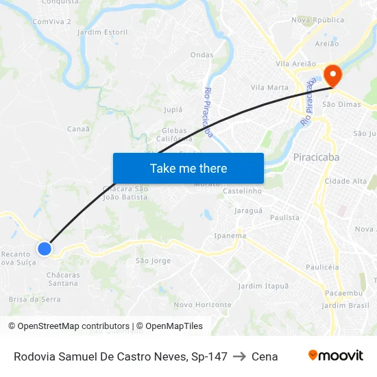 Rodovia Samuel De Castro Neves, Sp-147 to Cena map