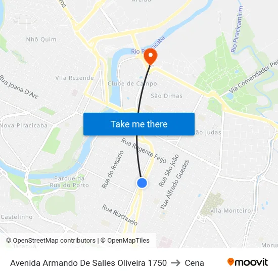 Avenida Armando De Salles Oliveira 1750 to Cena map
