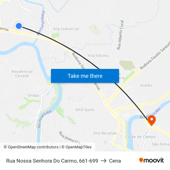 Rua Nossa Senhora Do Carmo, 661-699 to Cena map