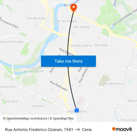 Rua Antonio Frederico Ozanan, 1941 to Cena map