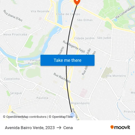 Avenida Bairro Verde, 2023 to Cena map