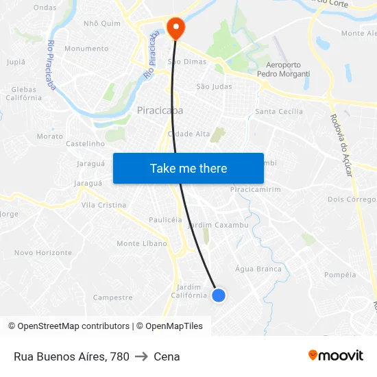 Rua Buenos Aíres, 780 to Cena map