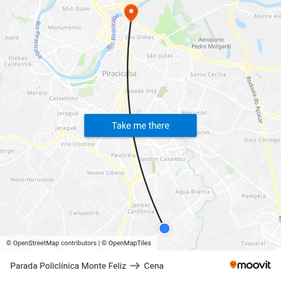 Parada Policlínica Monte Feliz to Cena map