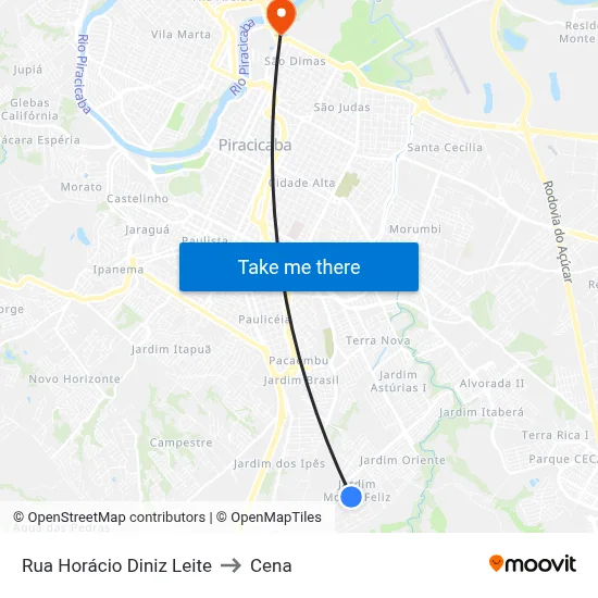 Rua Horácio Diniz Leite to Cena map