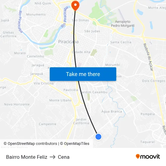Bairro Monte Feliz to Cena map