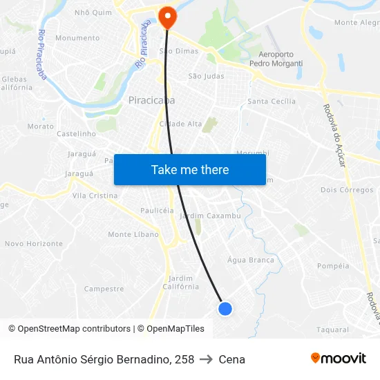 Rua Antônio Sérgio Bernadino, 258 to Cena map