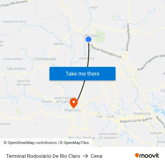 Terminal Rodoviário De Rio Claro to Cena map