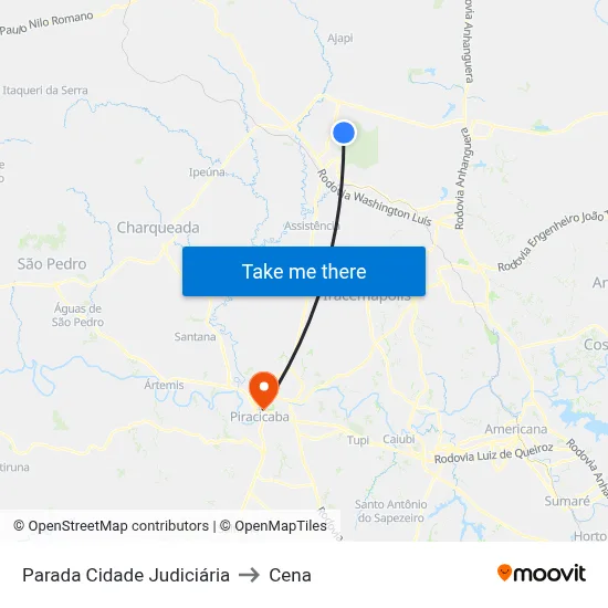 Parada Cidade Judiciária to Cena map