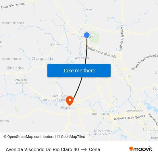 Avenida Visconde De Rio Claro 40 to Cena map