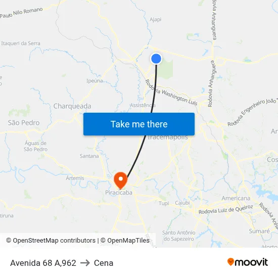 Avenida 68 A,962 to Cena map