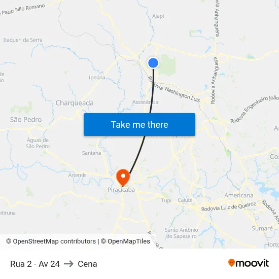 Rua 2 - Av 24 to Cena map