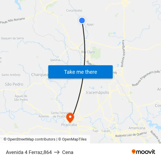 Avenida 4 Ferraz,864 to Cena map