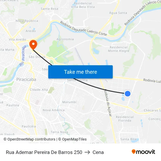 Rua Ademar Pereira De Barros 250 to Cena map