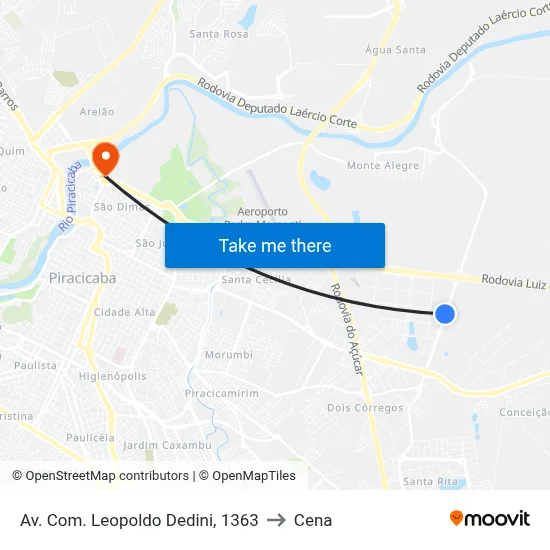 Av. Com. Leopoldo Dedini, 1363 to Cena map