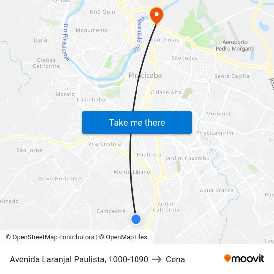 Avenida Laranjal Paulista, 1000-1090 to Cena map
