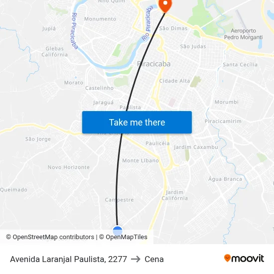 Avenida Laranjal Paulista, 2277 to Cena map