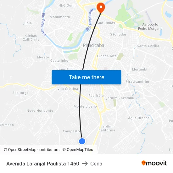 Avenida Laranjal Paulista 1460 to Cena map