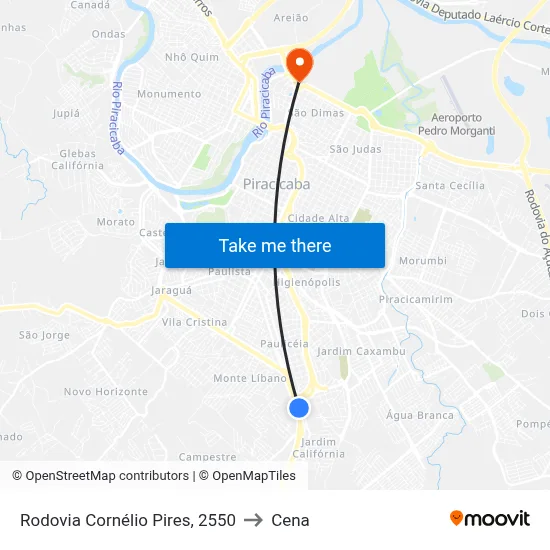 Rodovia Cornélio Pires, 2550 to Cena map