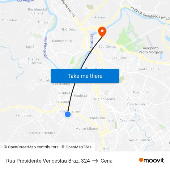 Rua Presidente Venceslau Braz, 324 to Cena map