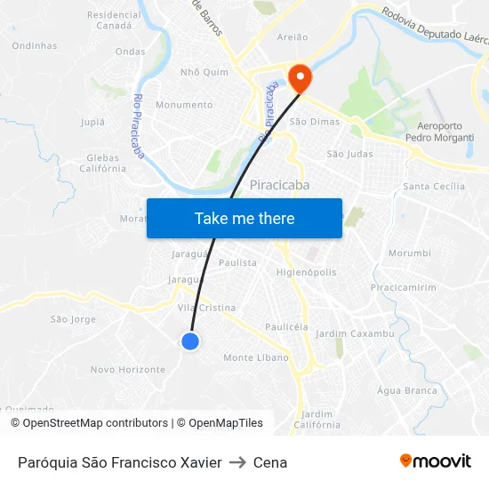 Paróquia São Francisco Xavier to Cena map