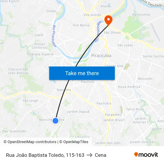 Rua João Baptista Toledo, 115-163 to Cena map