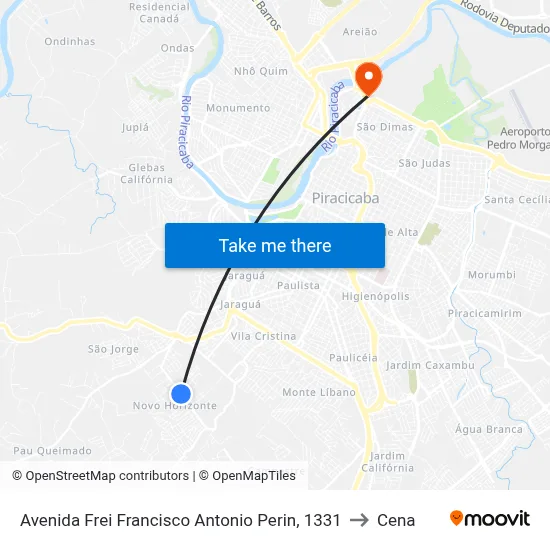Avenida Frei Francisco Antonio Perin, 1331 to Cena map