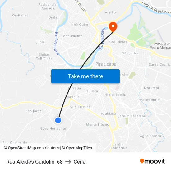 Rua Alcides Guidolin, 68 to Cena map