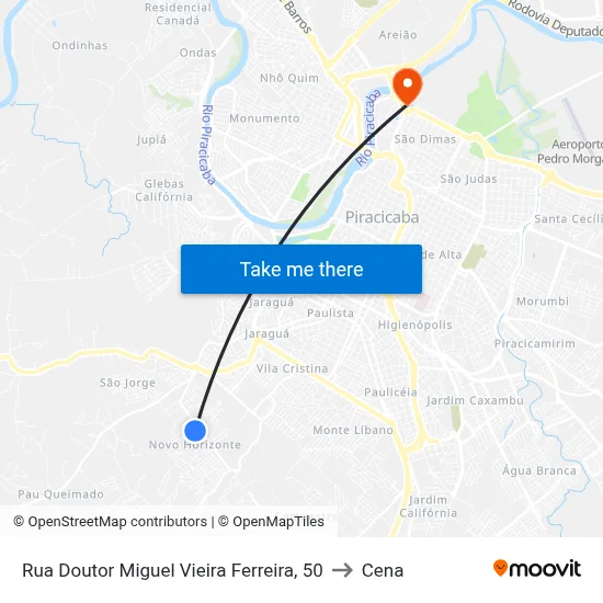 Rua Doutor Miguel Vieira Ferreira, 50 to Cena map