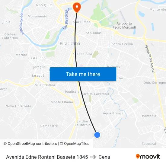 Avenida Edne Rontani Bassete 1845 to Cena map