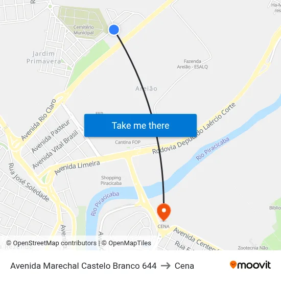 Avenida Marechal Castelo Branco 644 to Cena map