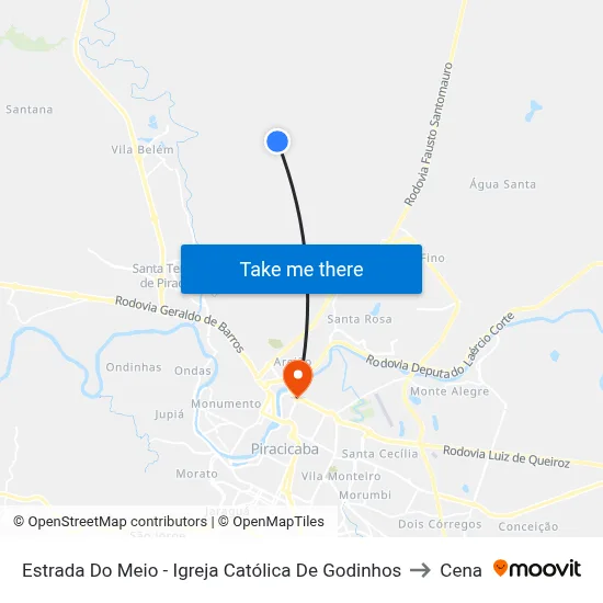 Estrada Do Meio - Igreja Católica De Godinhos to Cena map