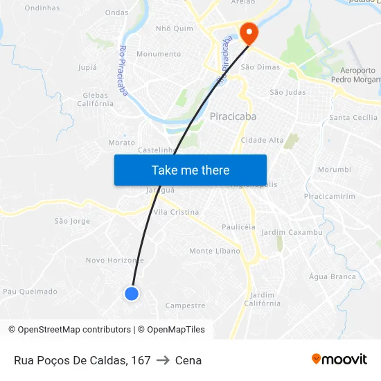 Rua Poços De Caldas, 167 to Cena map