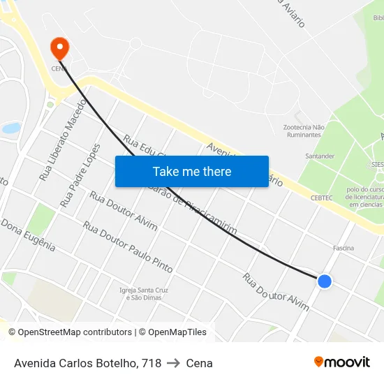 Avenida Carlos Botelho, 718 to Cena map