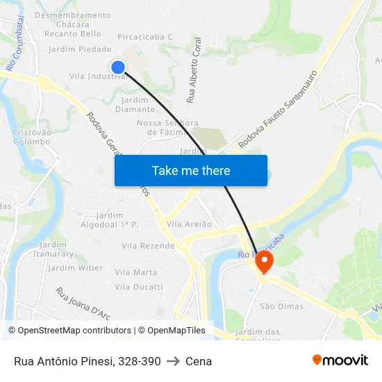Rua Antônio Pinesi, 328-390 to Cena map