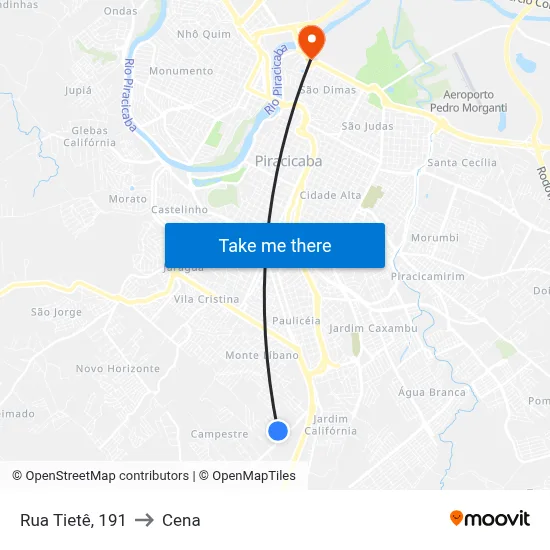 Rua Tietê, 191 to Cena map
