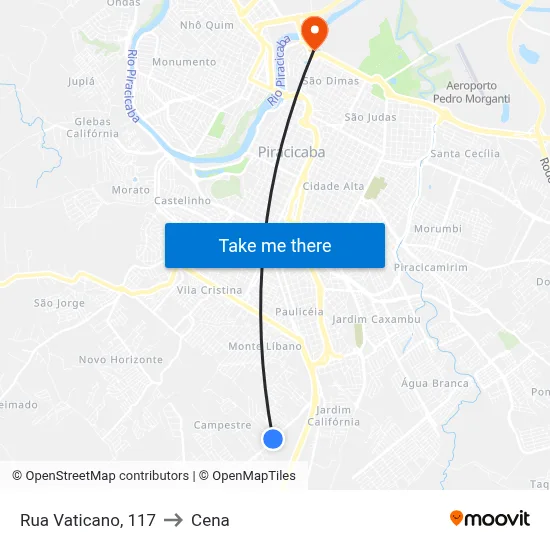 Rua Vaticano, 117 to Cena map