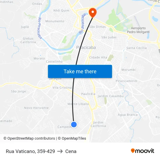 Rua Vaticano, 359-429 to Cena map
