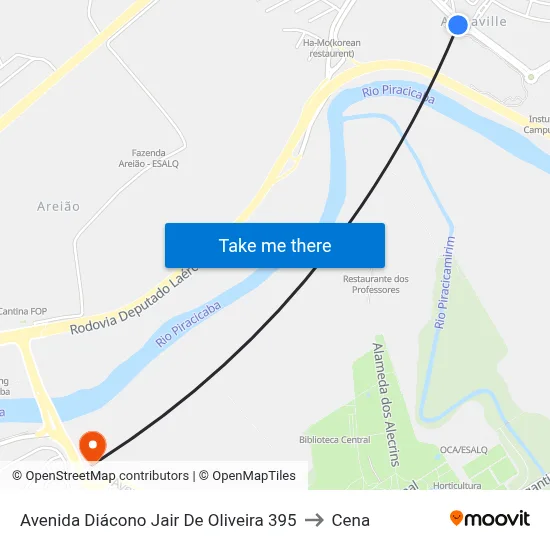 Avenida Diácono Jair De Oliveira 395 to Cena map