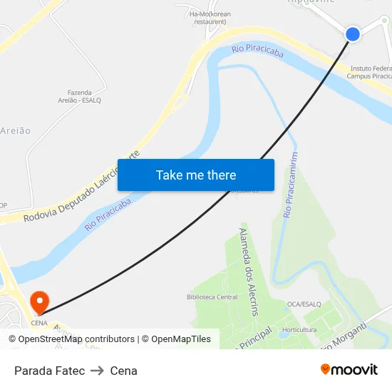 Parada Fatec to Cena map