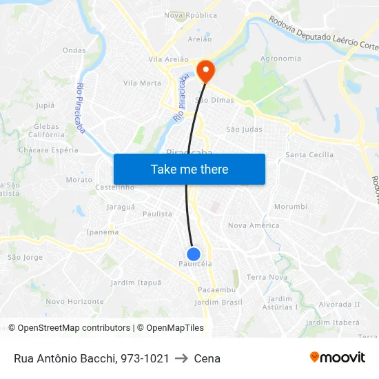 Rua Antônio Bacchi, 973-1021 to Cena map