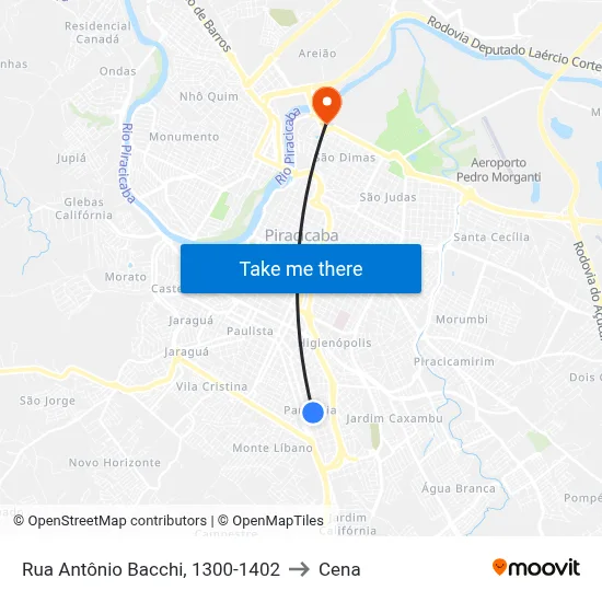 Rua Antônio Bacchi, 1300-1402 to Cena map
