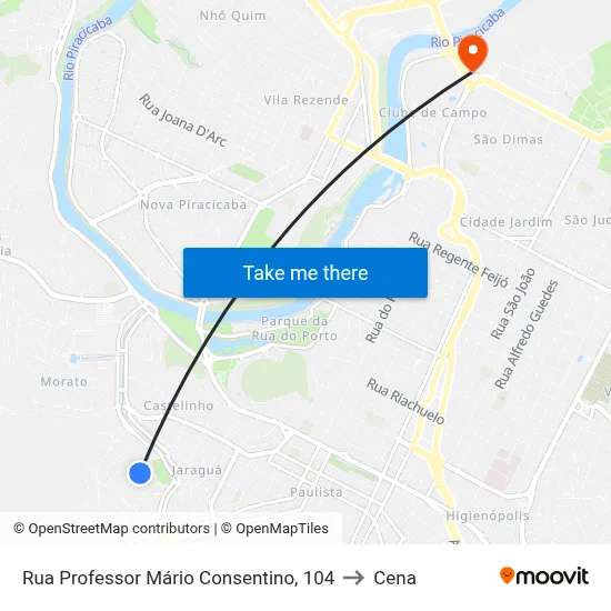 Rua Professor Mário Consentino, 104 to Cena map
