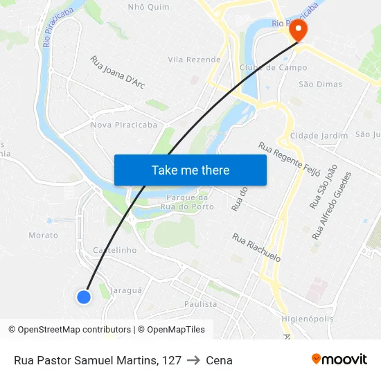 Rua Pastor Samuel Martins, 127 to Cena map