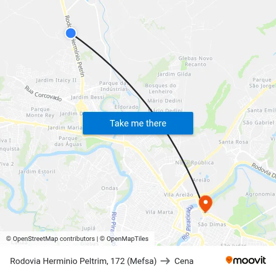Rodovia Herminio Peltrim, 172 (Mefsa) to Cena map