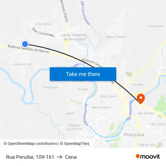 Rua Peruíbe, 109-161 to Cena map