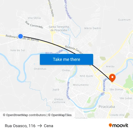 Rua Osasco, 116 to Cena map